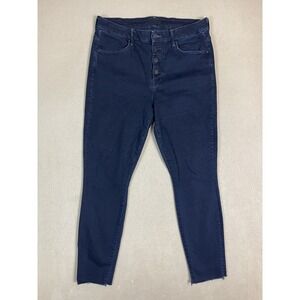 Mother Jeans Womens 32 Dark Blue The Pixie Ankle Fray Button Fly High Rise Denim